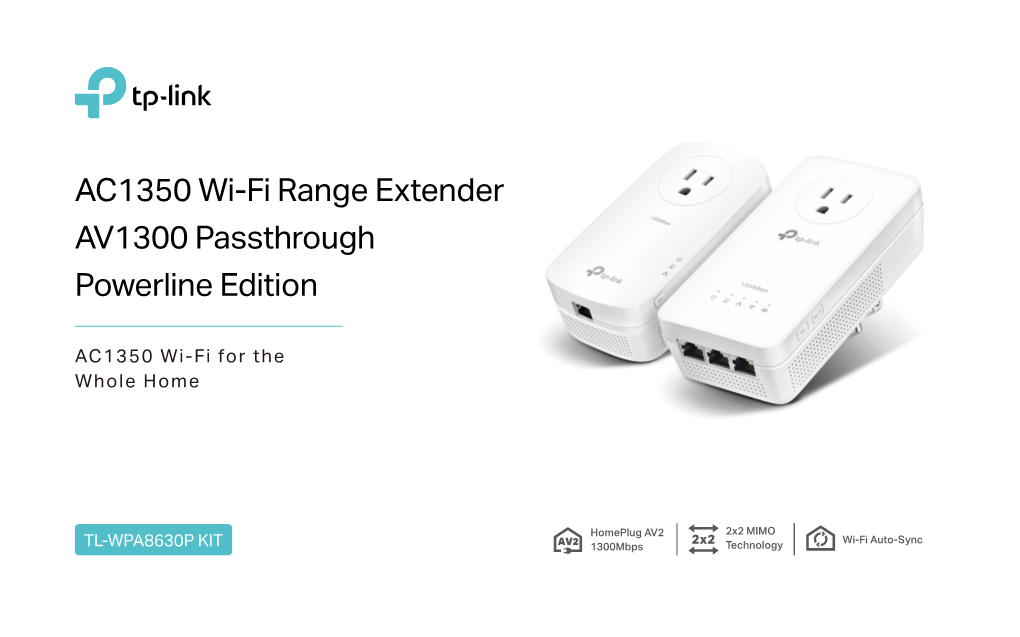 AC1350 Wi-Fi Range Extender AV1300 Passthrough Powerline Edition