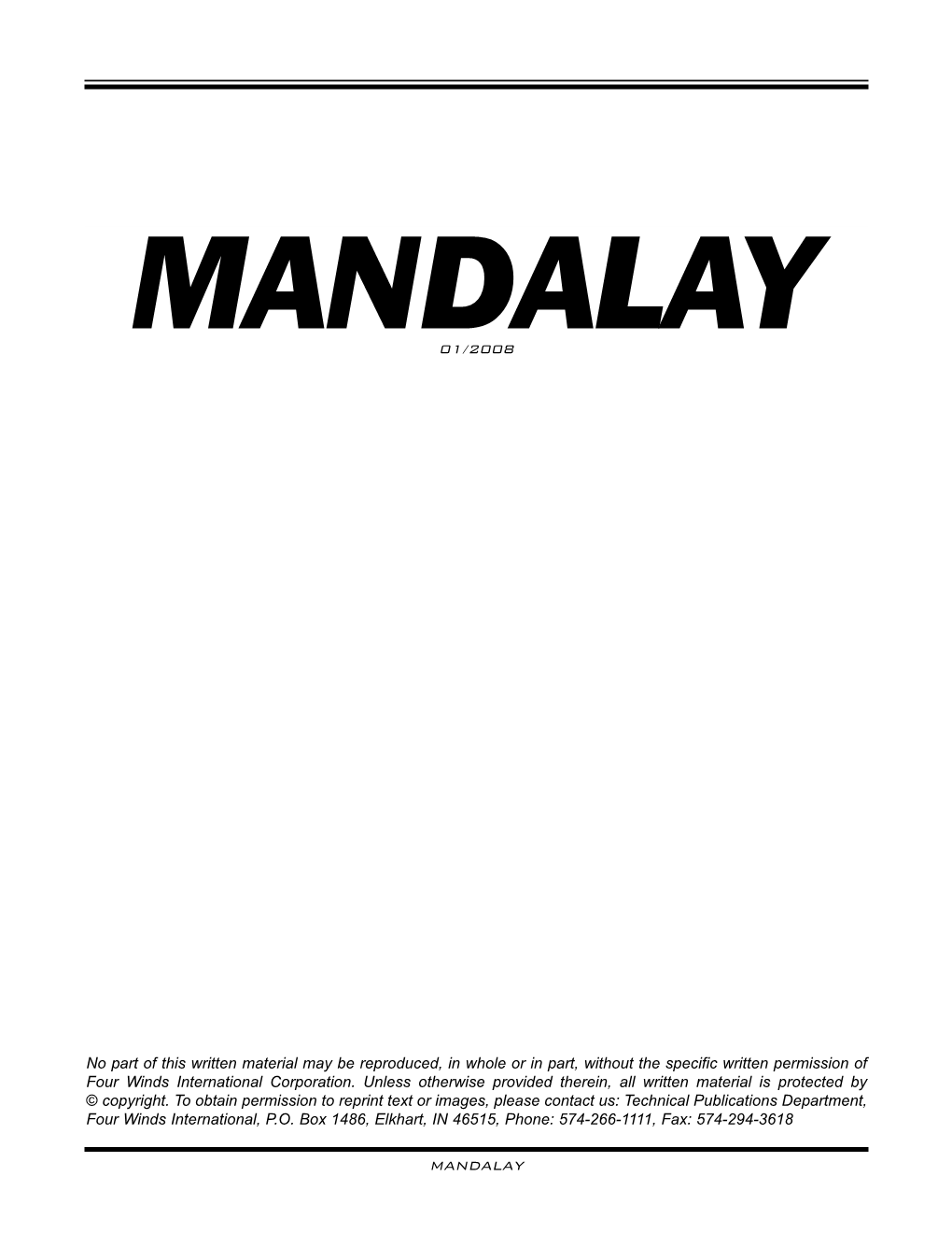 2009 Mandalay Owner's Manual