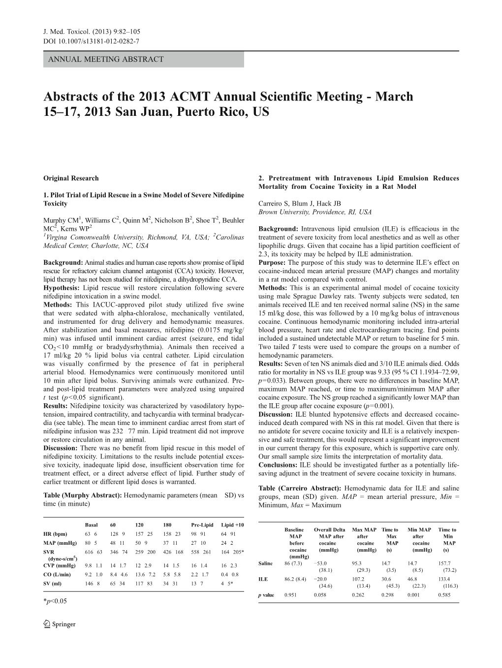 Abstracts of the 2013 ACMT Annual Scientific Meeting - March 15–17, 2013 San Juan, Puerto Rico, US