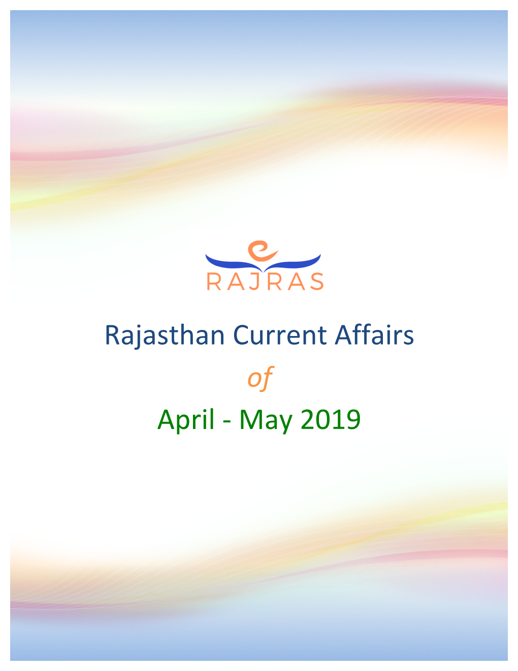 Rajasthan Current Affairs of April - May 2019