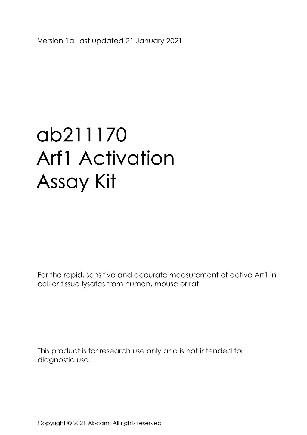 Ab211170 Arf1 Activation Assay Kit