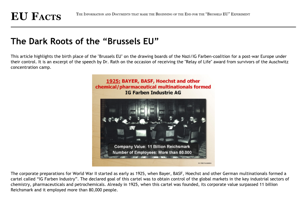 Eu Facts the Information and Documents That Mark the Beginning of the End for the “Brussels Eu” Experiment