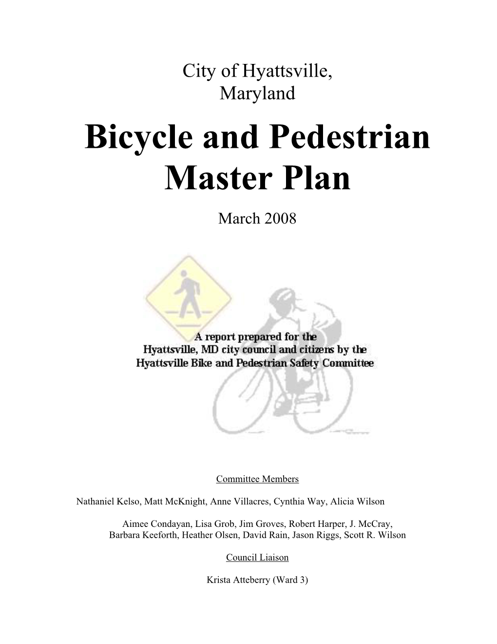 Bicycle and Pedestrian Master Plan March 2008