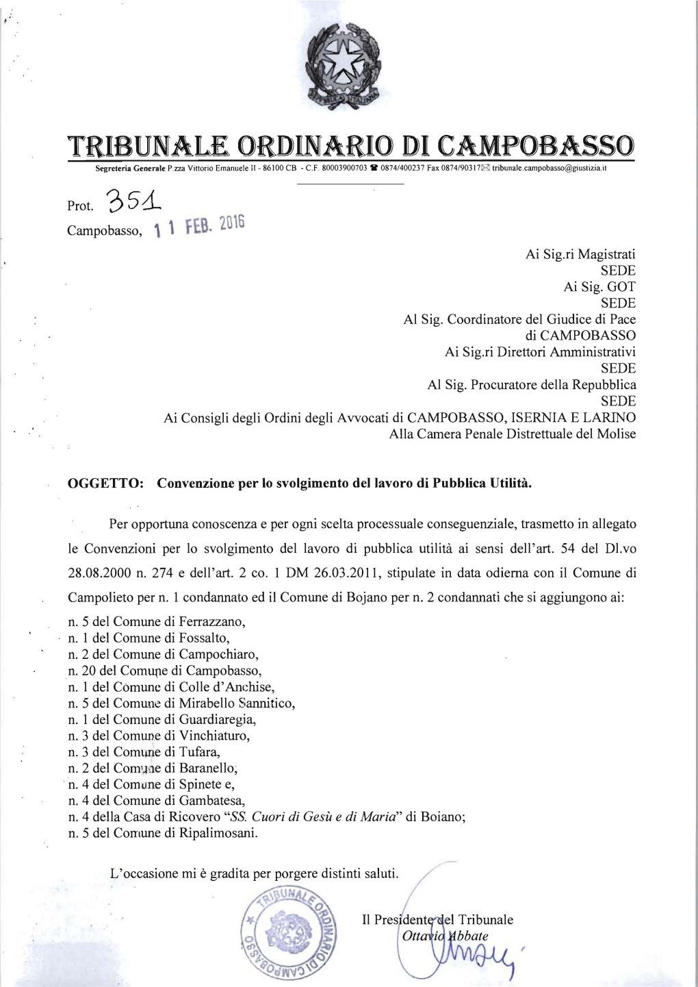 TRIBUNALE Ordinarslo DI CAMPOBASSO