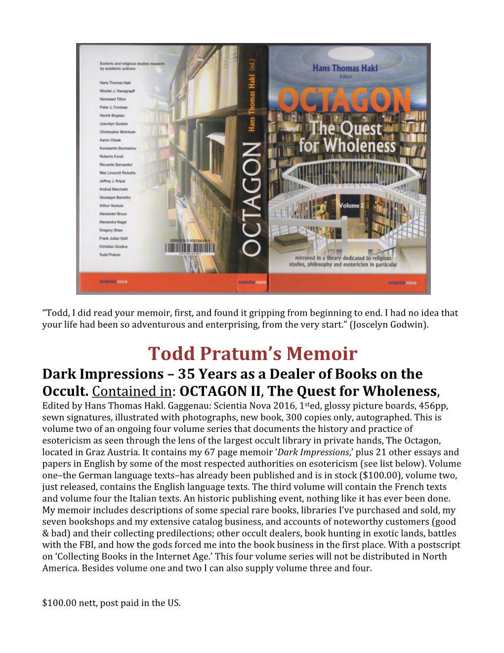 Todd Pratum's Memoir