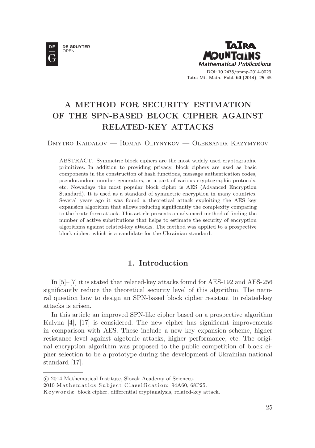 A Method for Security Estimation of the Spn-Based Block Cipher Against Related-Key Attacks