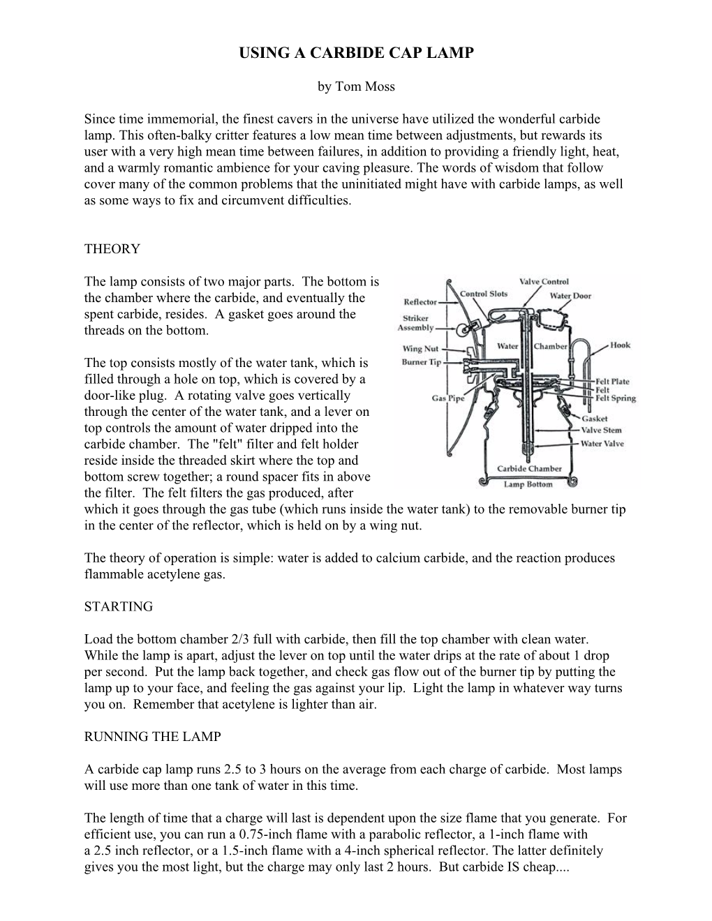 Carbide Lamps, As Well As Some Ways to Fix and Circumvent Difficulties