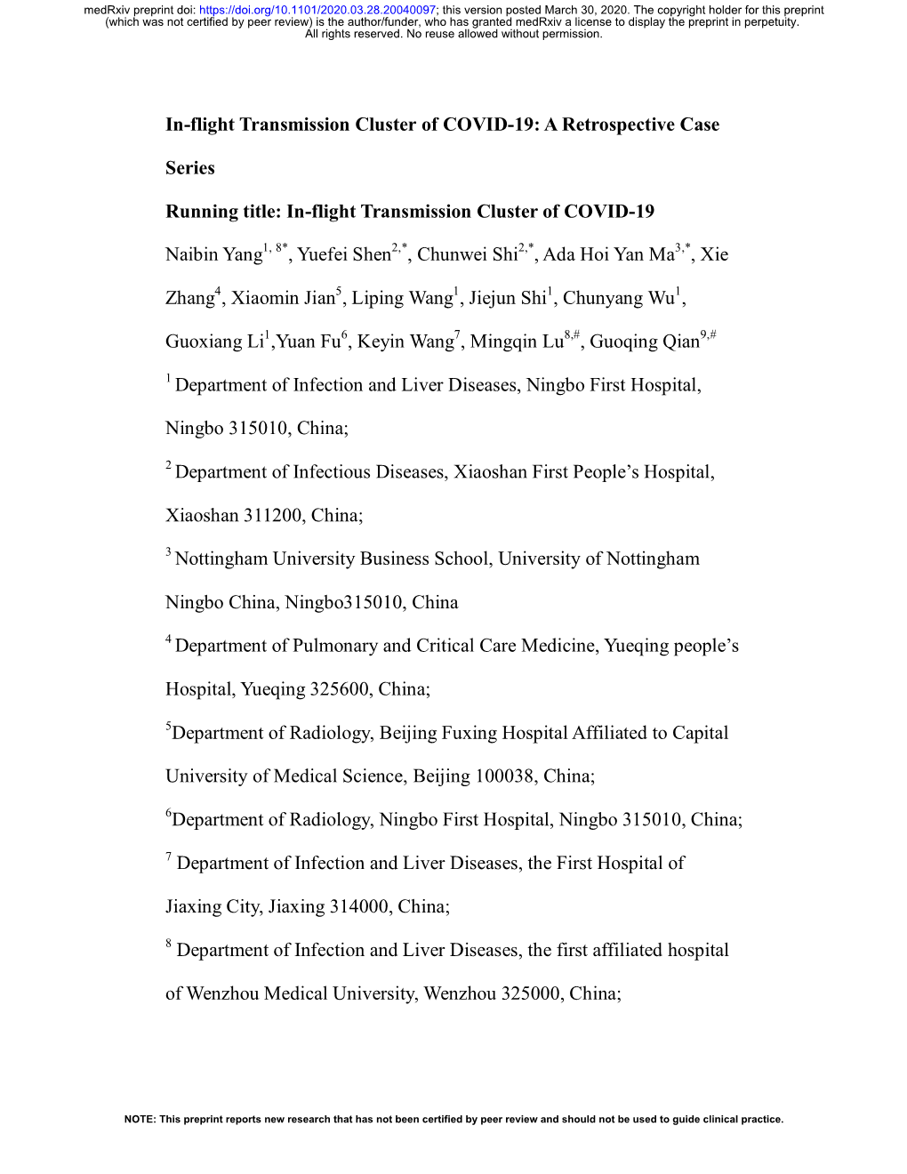 In-Flight Transmission Cluster of COVID-19: a Retrospective Case