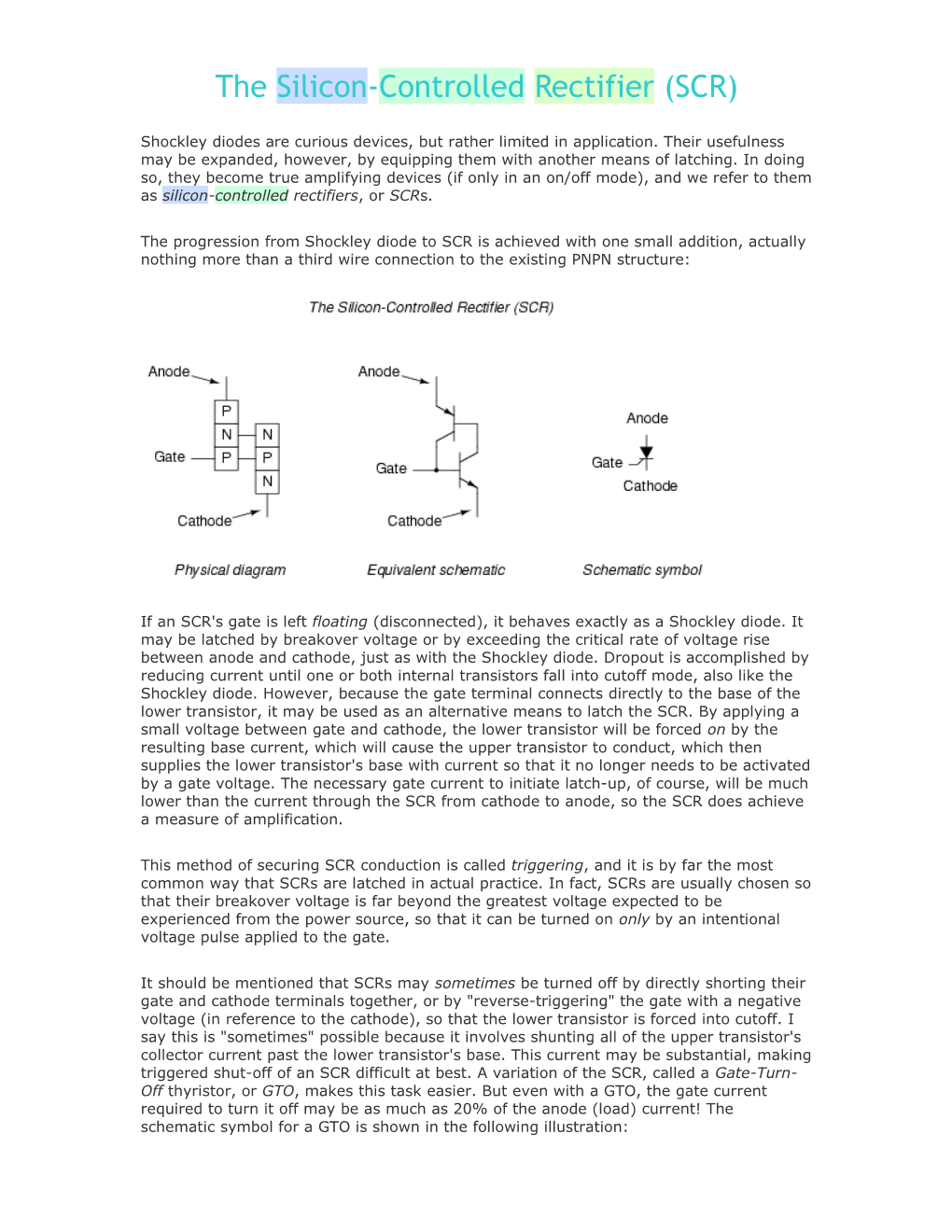 The Silicon-Controlled Rectifier (SCR)