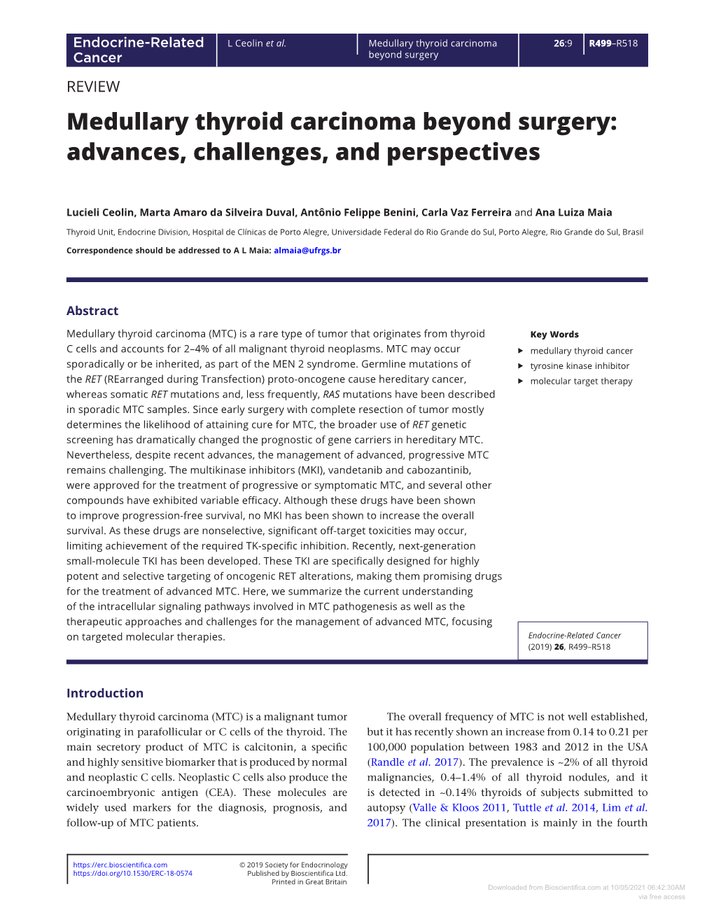Medullary Thyroid Carcinoma Beyond Surgery: Advances, Challenges, and Perspectives