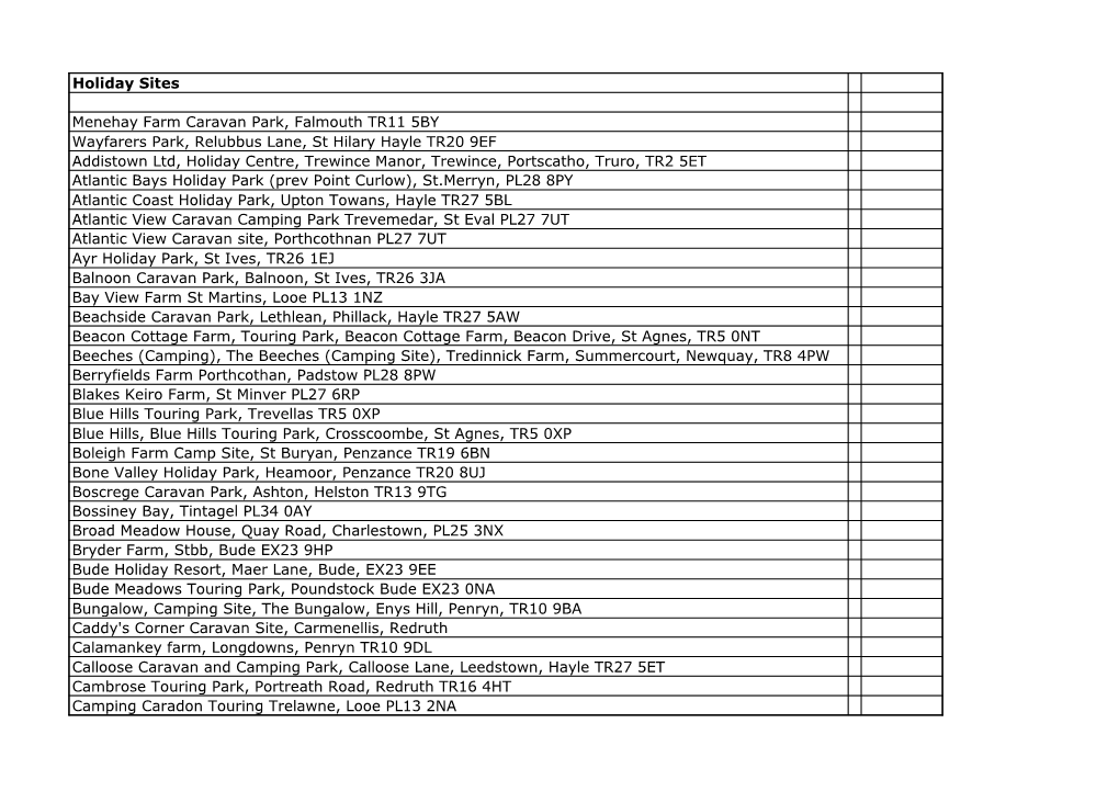 Holiday Sites Menehay Farm Caravan Park, Falmouth TR11 5BY