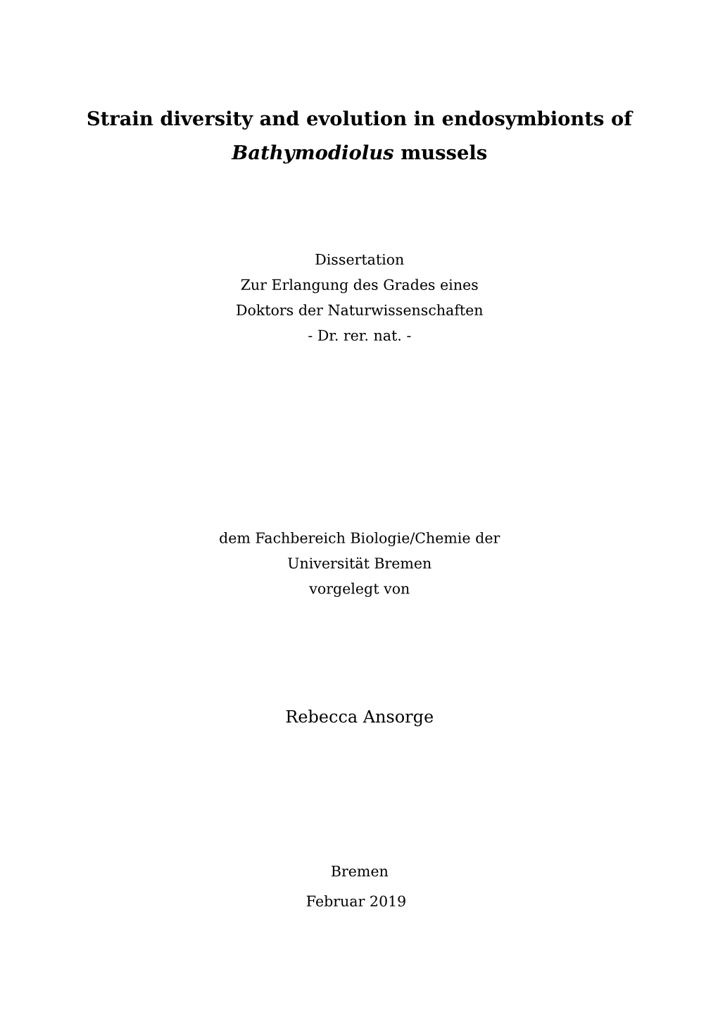 Strain Diversity and Evolution in Endosymbionts of Bathymodiolus Mussels