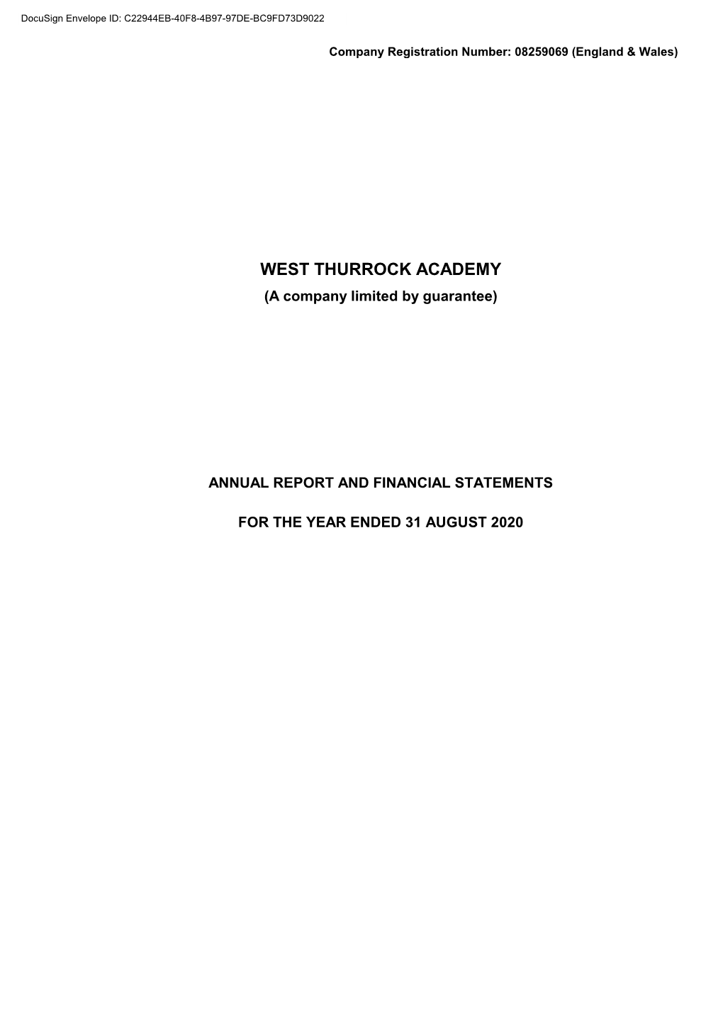 West Thurrock Academy Annual Report and Financial Statement