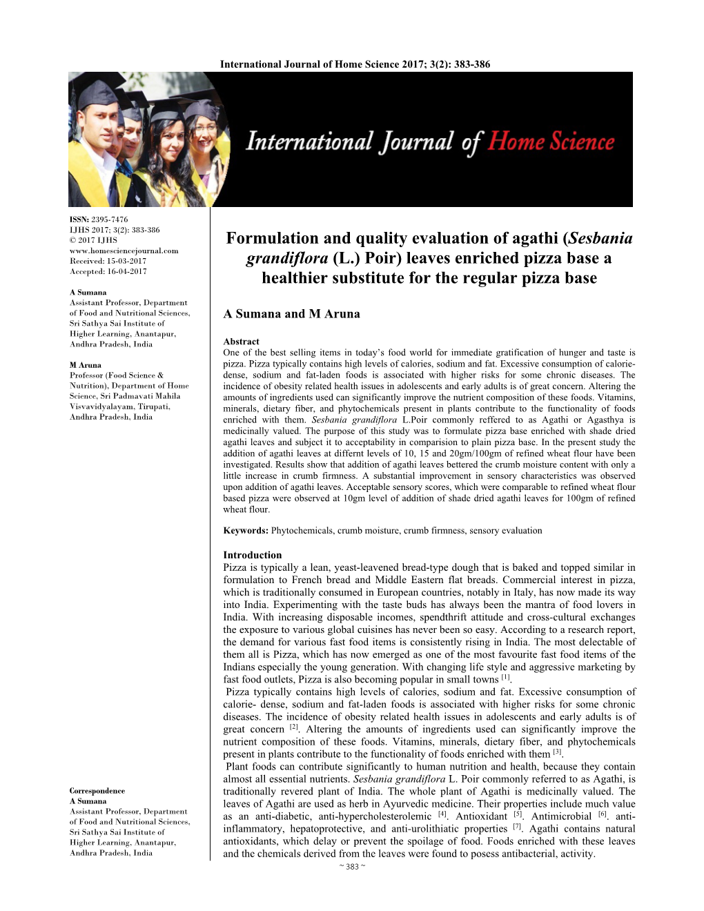 Formulation and Quality Evaluation of Agathi (Sesbania Grandiflora (L.) Poir)