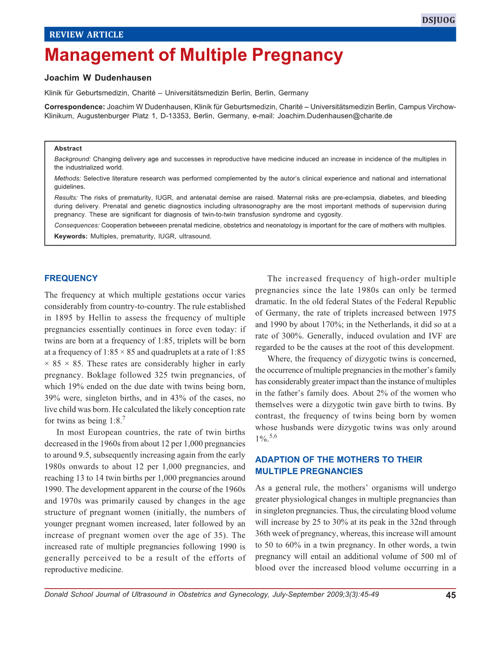 Management of Multiple Pregnancy Management of Multiple Pregnancy