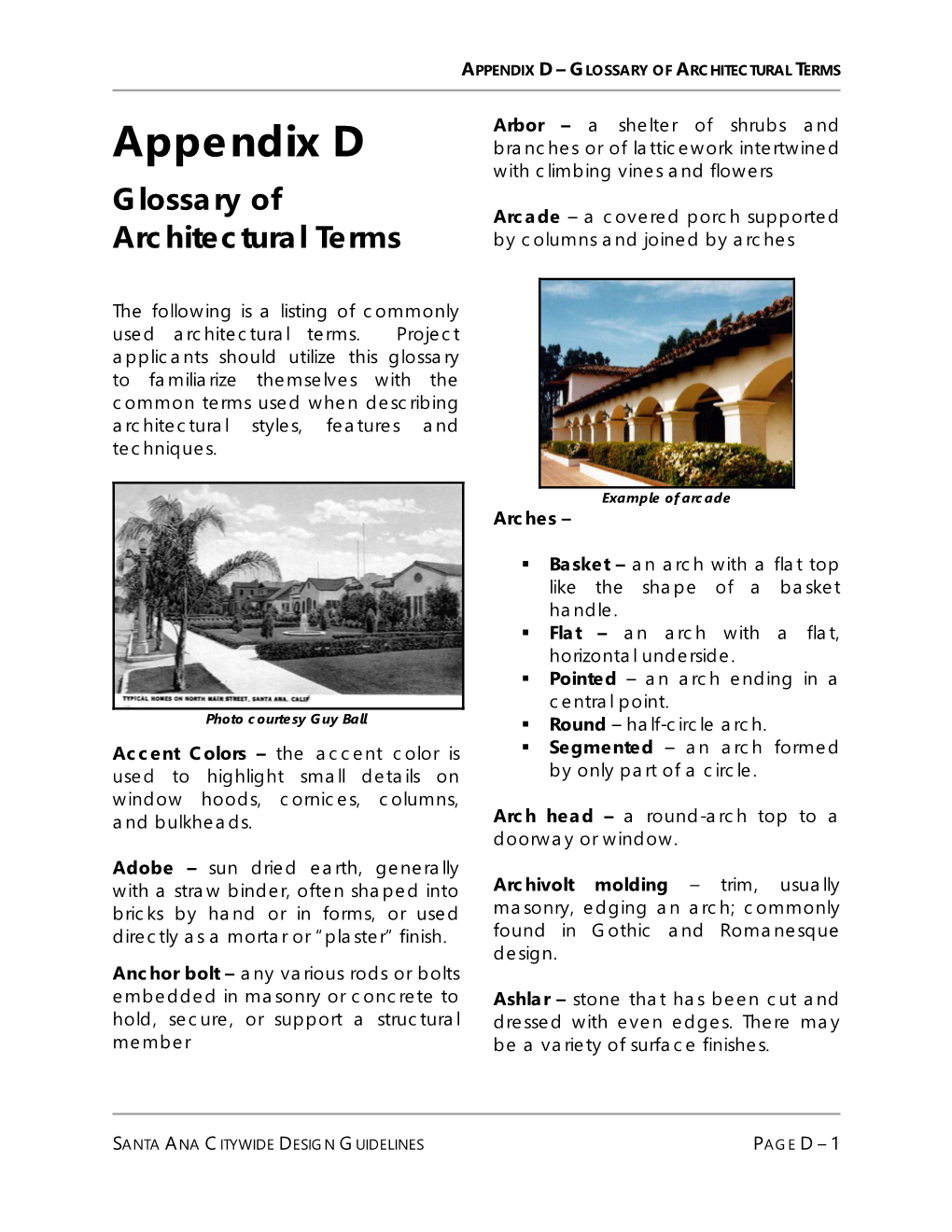 Appendix D – Glossary of Architectural Terms