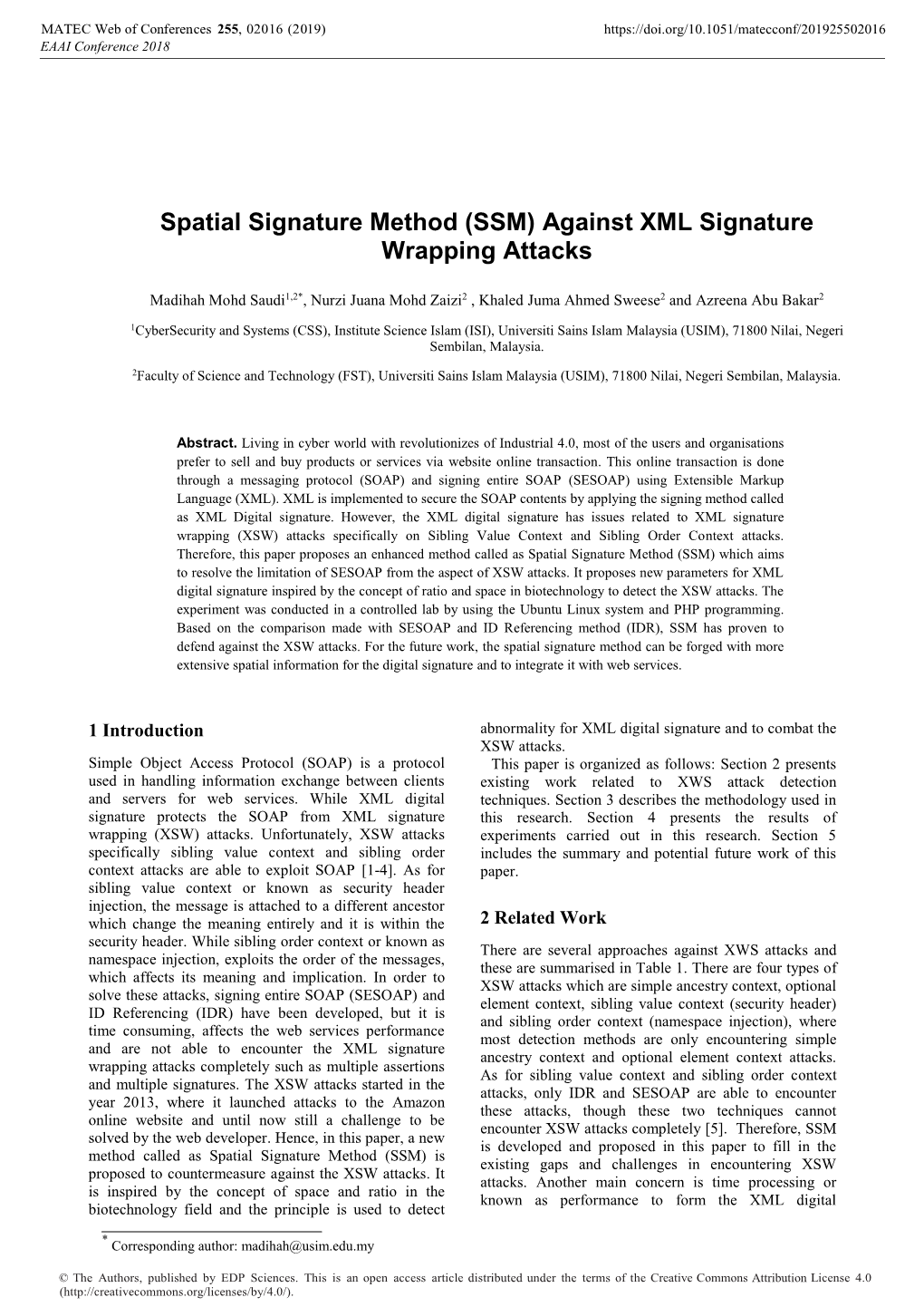 SSM) Against XML Signature Wrapping Attacks