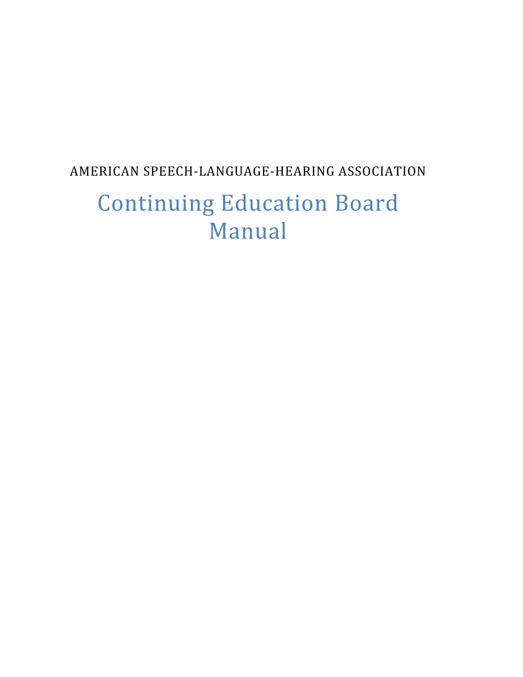 Continuing Education Board Manual