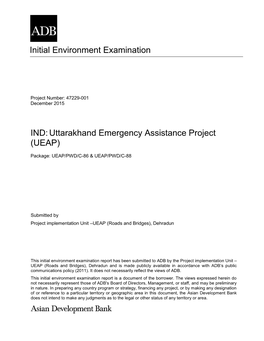 47229-001: Uttarakhand Emergency Assistance Project