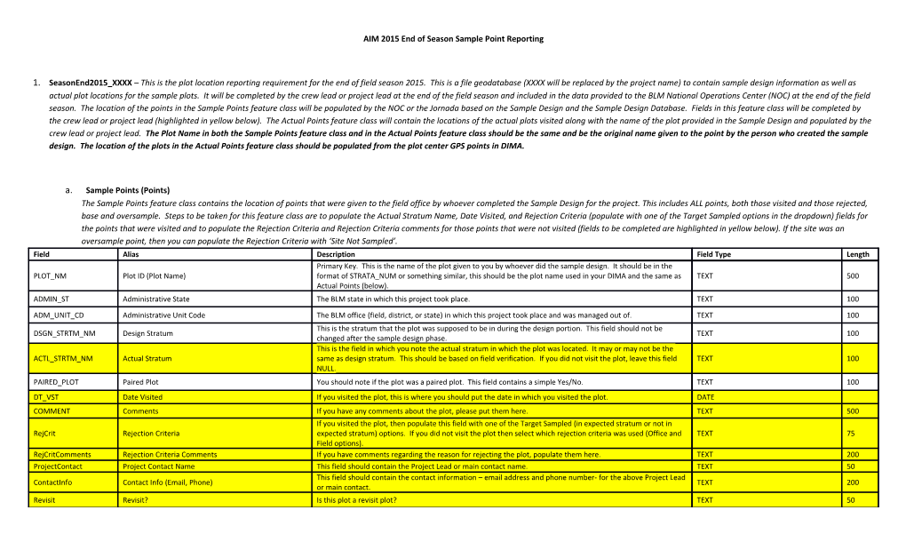 Seasonend2015 File Geodatabase Documentation