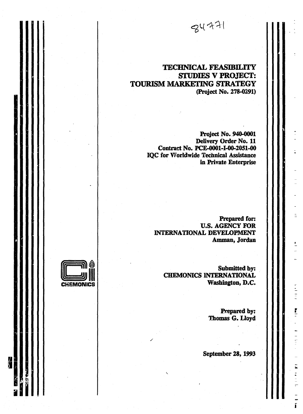 TECHNICAL FEASIBILITY S'i1jdies V PROJECT: TOURISM MARKETING STRATEGY (Project No