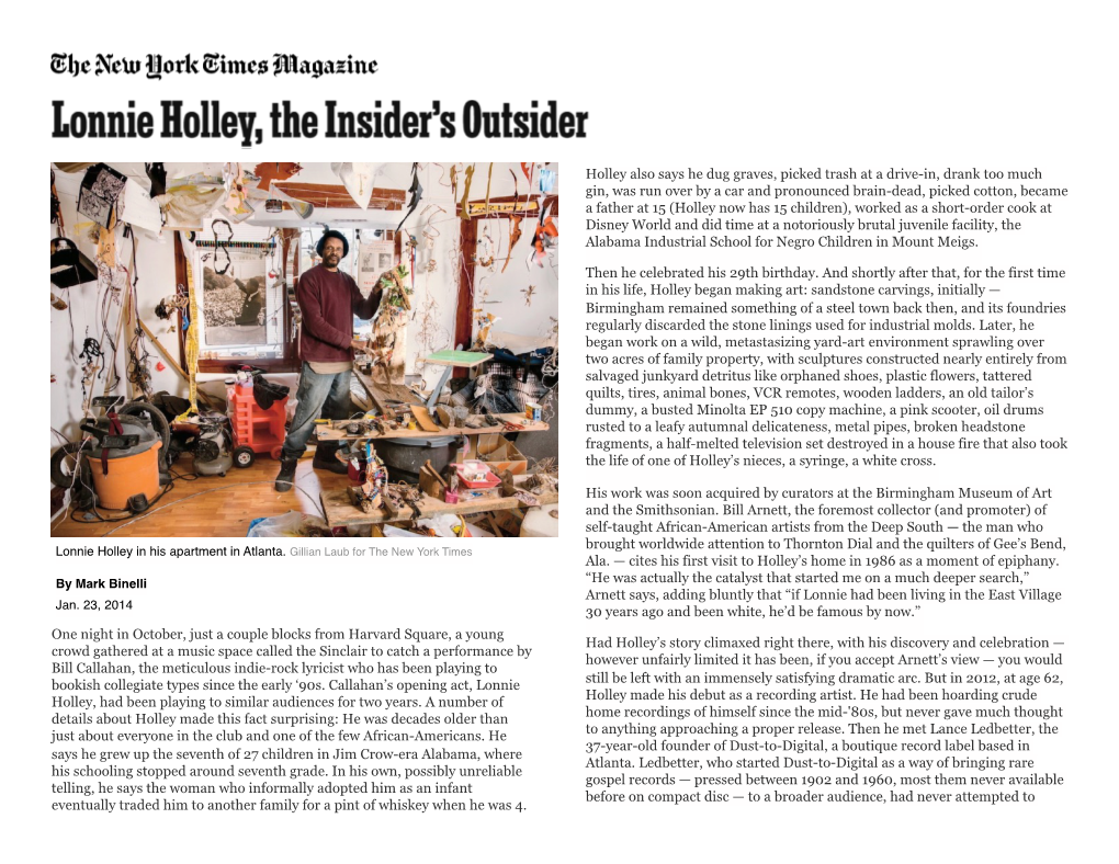 Lonnie Holley in the New York Times (PDF↓)