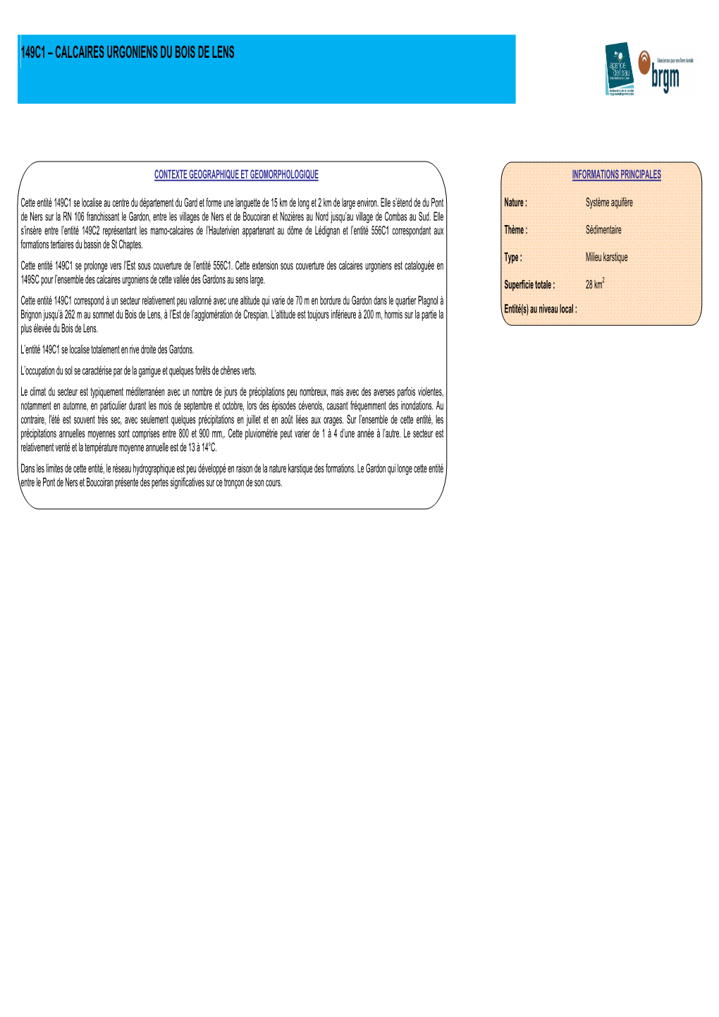 149C1 – Calcaires Urgoniens Du Bois De Lens