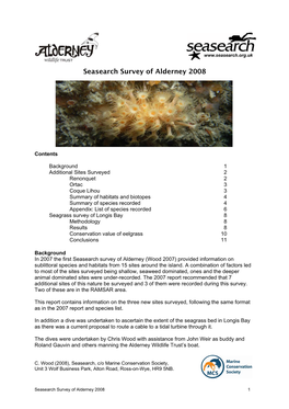 Seasearch Survey of Alderney 2008