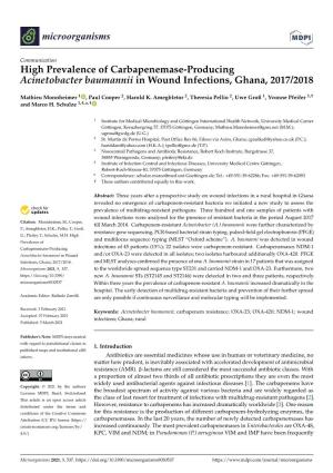 High Prevalence of Carbapenemase-Producing Acinetobacter Baumannii in Wound Infections, Ghana, 2017/2018