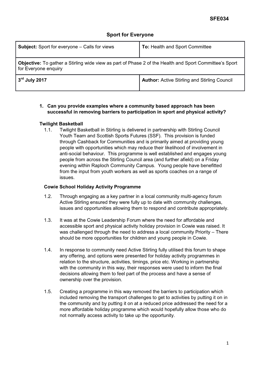 SFE034 Active Stirling and Stirling Council