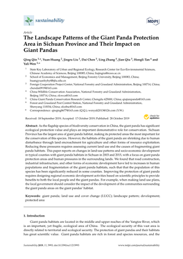 The Landscape Patterns of the Giant Panda Protection Area in Sichuan Province and Their Impact on Giant Pandas