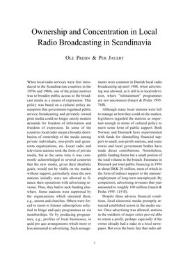 Ownership and Concentration in Local Radio Broadcasting in Scandinavia