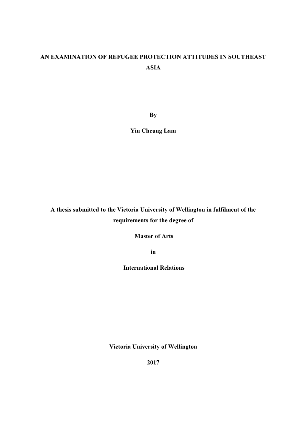 An Examination of Refugee Protection Attitudes in Southeast Asia