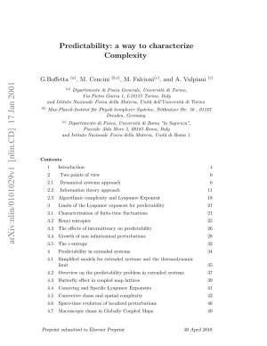 Predictability: a Way to Characterize Complexity