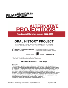 Oral History Project Made Possible by Support from Project Partners