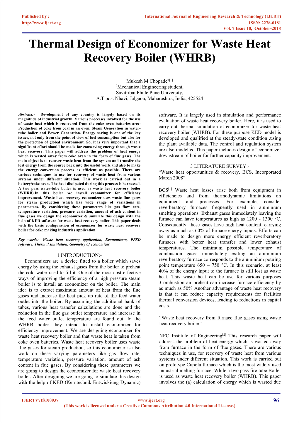 Thermal Design of Economizer for Waste Heat Recovery Boiler (WHRB ...