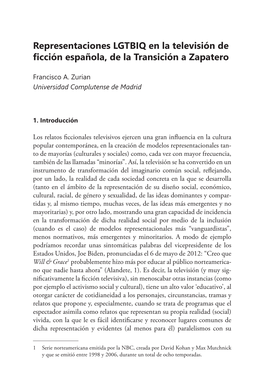 Representaciones LGTBIQ En La Televisión De Ficción Española, De La Transición a Zapatero