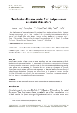 Myrothecium-Like New Species from Turfgrasses And﻿ Associated