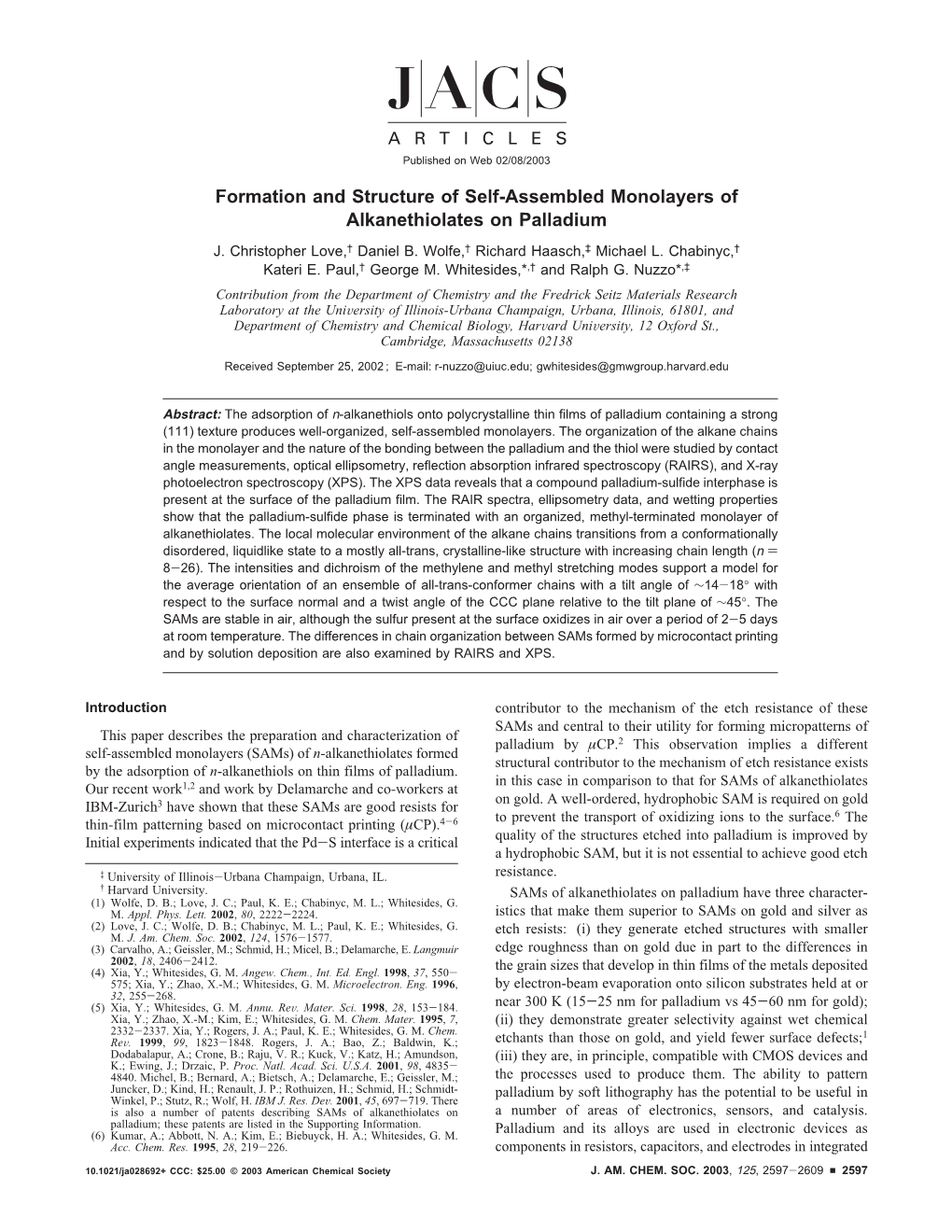 Formation and Structure of Self-Assembled Monolayers of Alkanethiolates on Palladium J