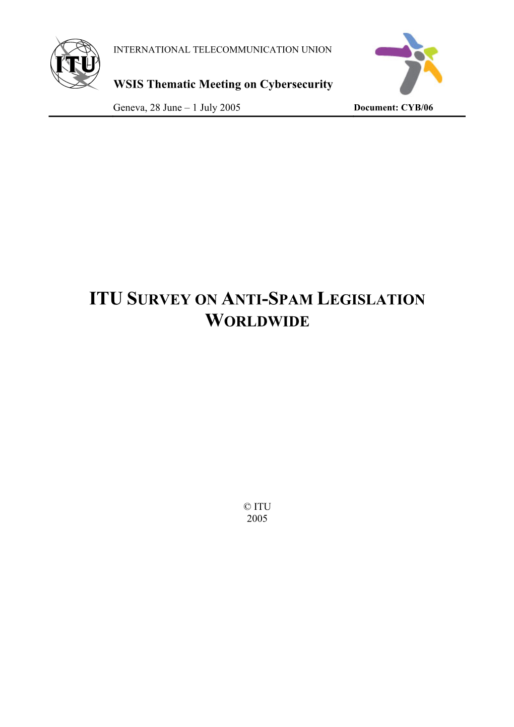 Itu Survey on Anti-Spam Legislation Worldwide