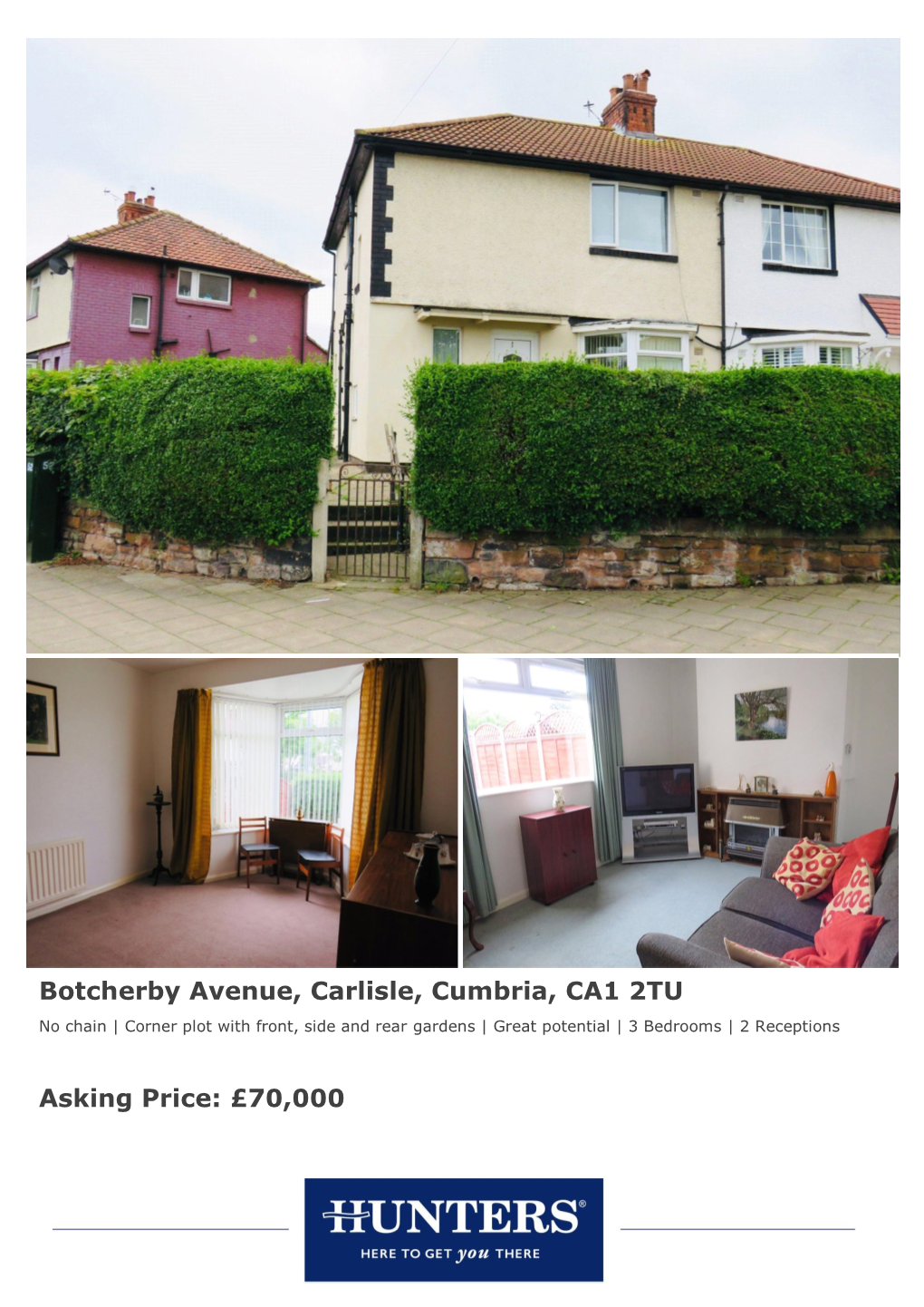 Botcherby Avenue, Carlisle, Cumbria, CA1 2TU Asking Price: £70,000