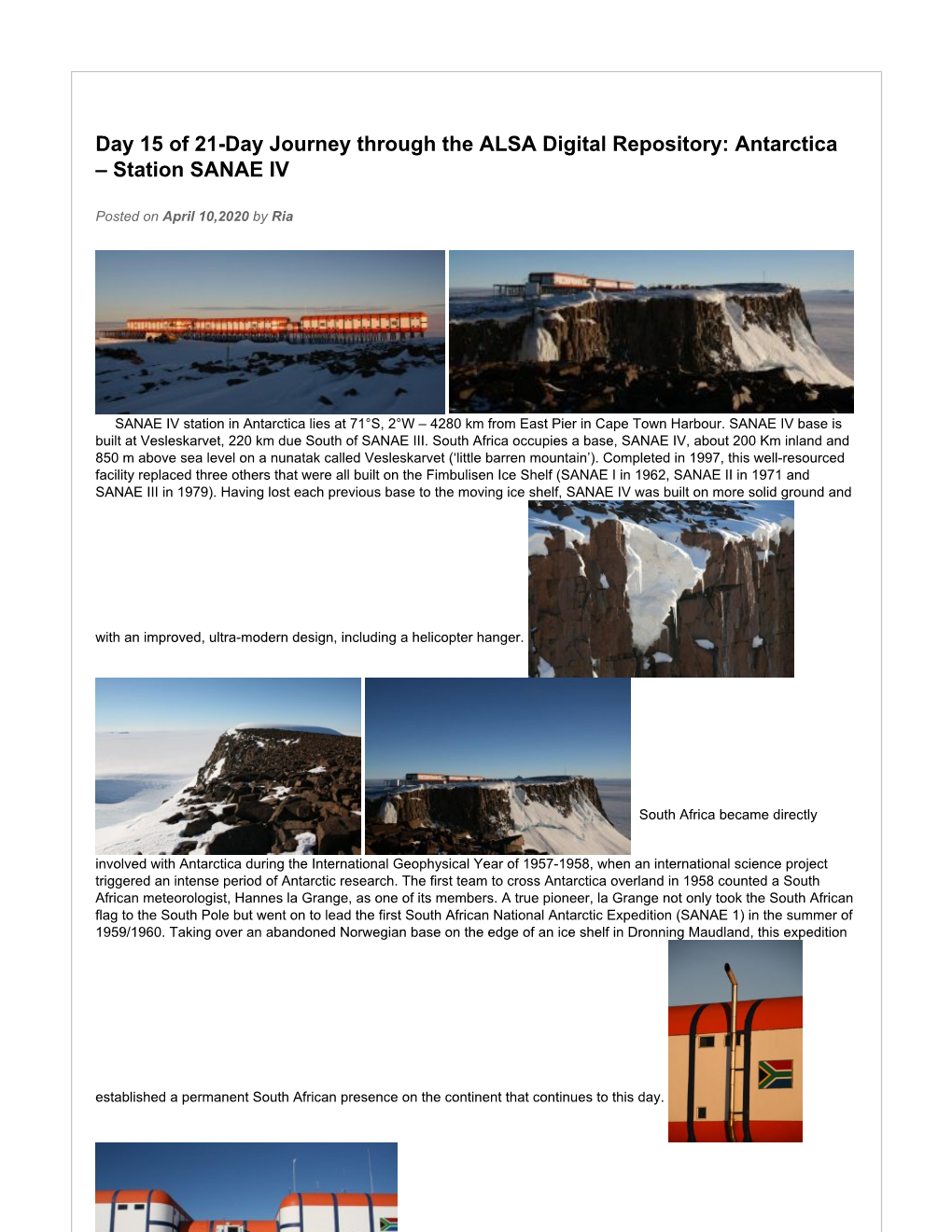 Antarctica – Station SANAE IV