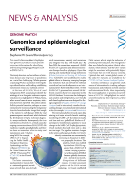 Genomics and Epidemiological Surveillance Stephanie W