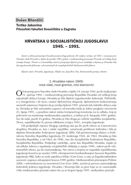 Hrvatska U Socijalističkoj Jugoslaviji 1945. – 1991