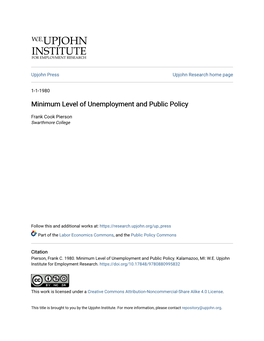 Minimum Level of Unemployment and Public Policy