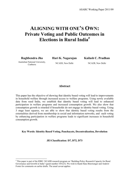 Private Voting and Public Outcomes in Elections in Rural India [PDF, 166KB