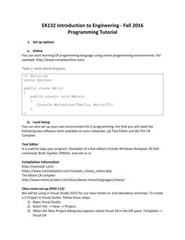 Fall 2016 Programming Tutorial