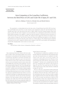 Inter-Comparison of the Long-Run Coefficients Between the Both Prices of LNG and Crude Oil of Japan, EU and USA
