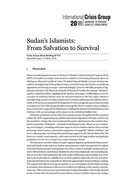 Sudan's Islamists: from Salvation to Survival
