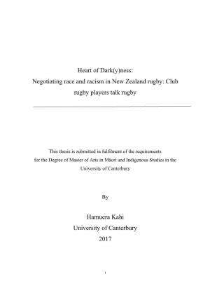 Negotiating Race and Racism in New Zealand Rugby: Club Rugby Players Talk Rugby